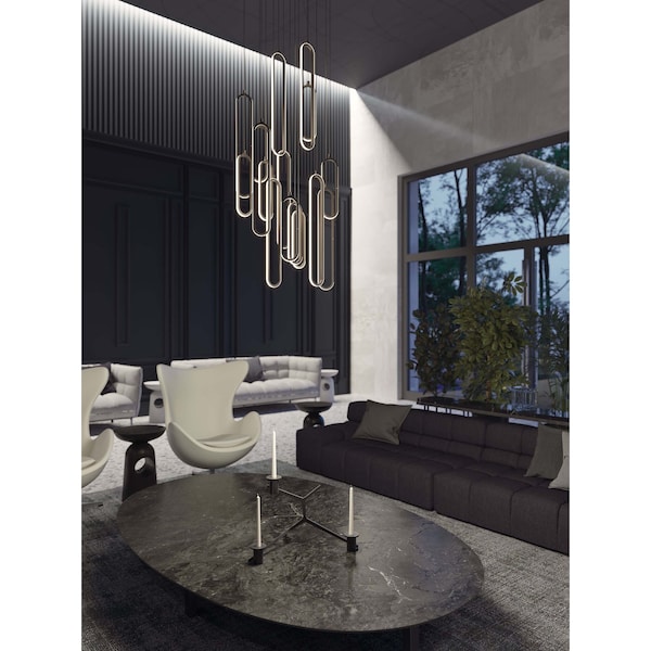 Sienna LED Linear Pendant, 36 In.W, Painted Nickel Finish, 135W, 5CCT